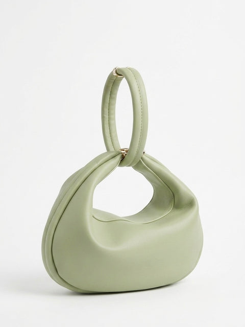BORSA A MANO E SPALLA MEZZALUNA VERDE SALVIA