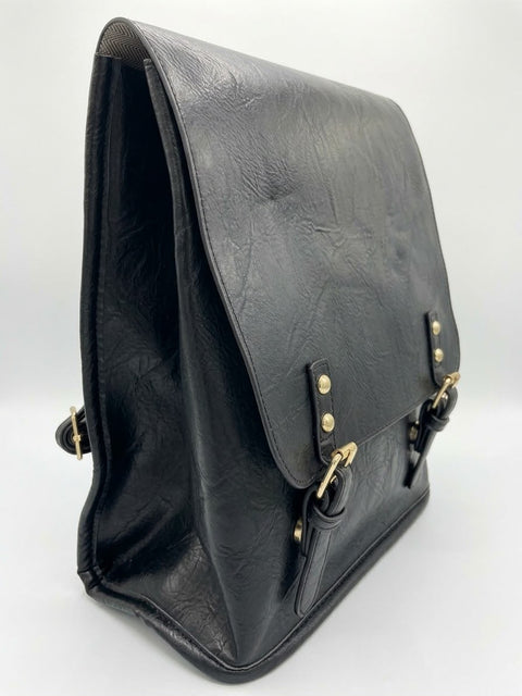 ZAINO CON FIBBIE E CHIUSURA BOTTONI NERO