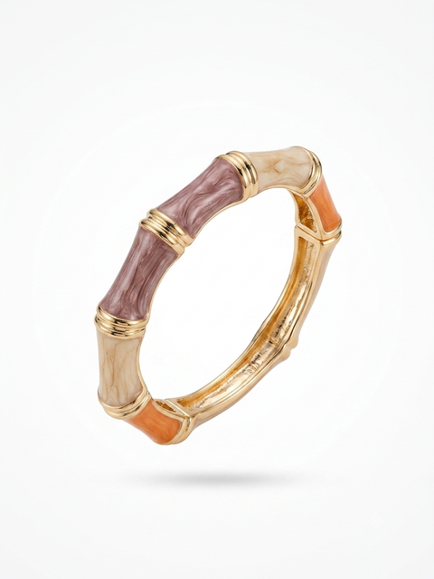 Bracciale Bangle Rigido Dorato con Smalto Effetto Marmorizzato
