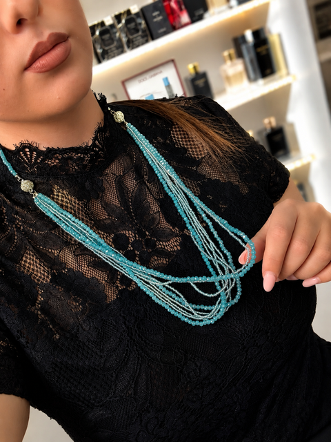 Collana Modello Calamita multiuso Strass (azzurra)