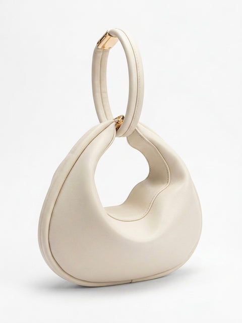 BORSA A MANO E SPALLA MEZZALUNA BEIGE