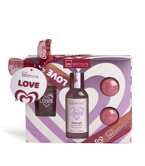 IDC INSTITUTE LOVE CONFECT - shower gel 100ml + candela + 2 bombe da bagno