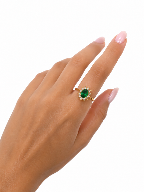 Anello Regolabile Pietra verde ( colore oro )