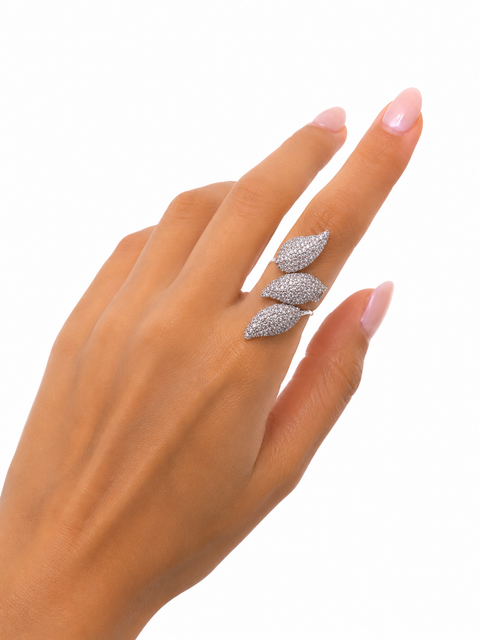 Anello TAGLIA 18 foglia argento