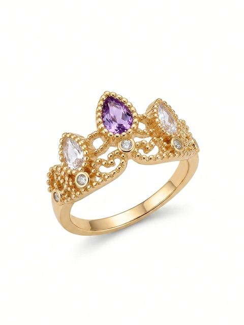 Anello corona lilla regolabile