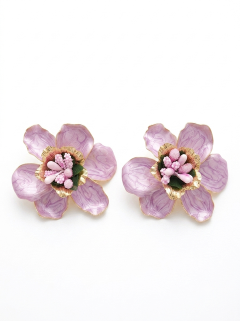 ORECCHINI FIORE CON DETTAGLI DORATI ROSA ANTICO