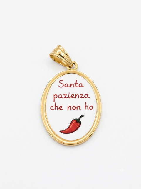 Charm “santa pazienza che non ho “ in acciaio