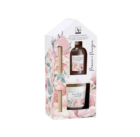 KIT PROFUMAZIONE - DIFFUSORE + CANDELA PEONIA PRUGNA