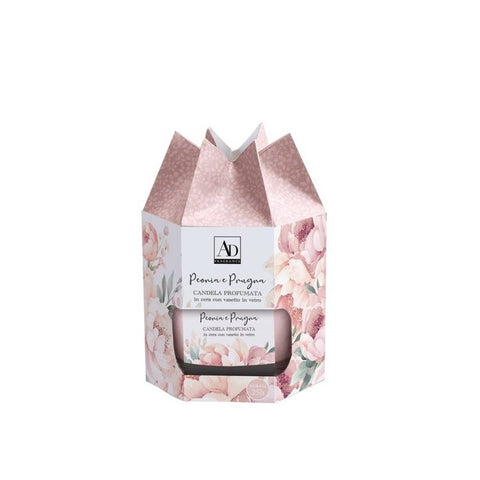 Candela in vasetto vetro profumata PEONIA E PRUGNA 45GR