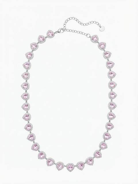 COLLANA CUORE CON PIETRA ROSA