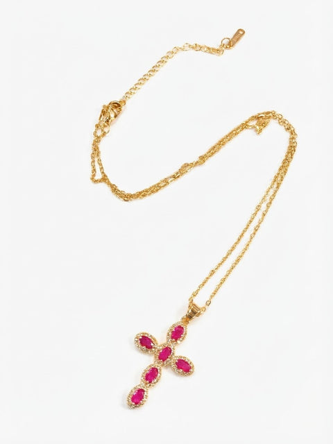 COLLANA CROCE GRANDE COLORATA GOLD