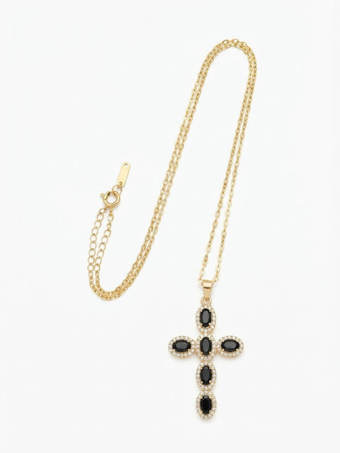 COLLANA CROCE GRANDE COLORATA GOLD