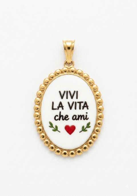 CHARM VIVI LA VITA CHE AMI MODELLO OVALE GOLD