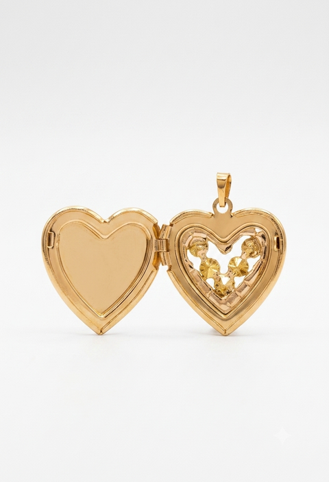 CHARM PORTA FOTO A CUORE ORO STRASS VERDE/ROSSO