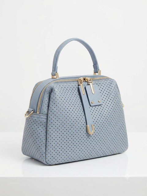 BORSA A MANO TRAFORATA AZZURRA+TRACOLLA
