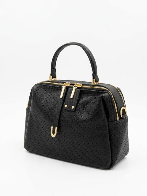 BORSA A MANO TRAFORATA NERA+TRACOLLA