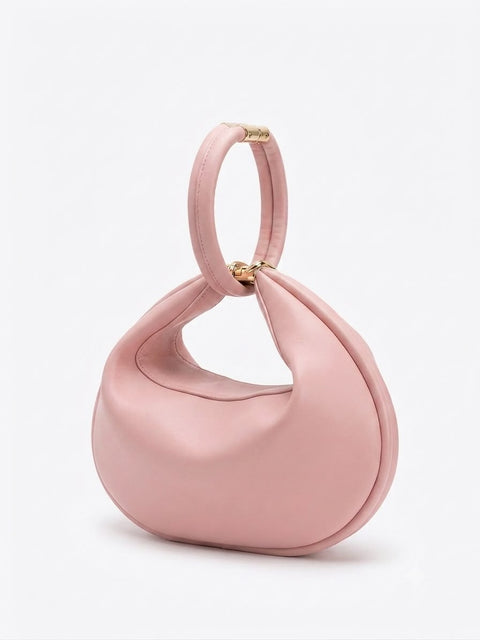 BORSA A MANO E SPALLA MEZZALUNA ROSA