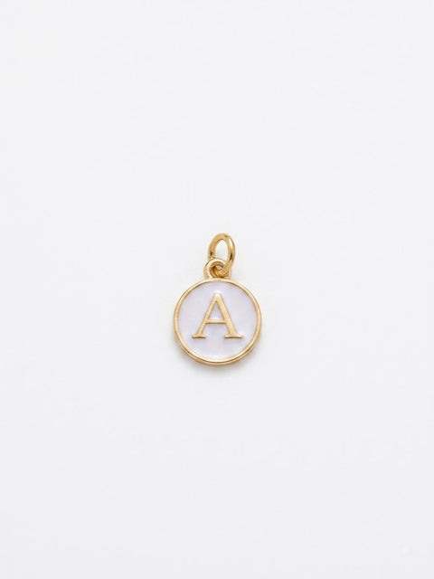 CHARM MINI ROTONDO LETTERA A BIANCO/GOLD