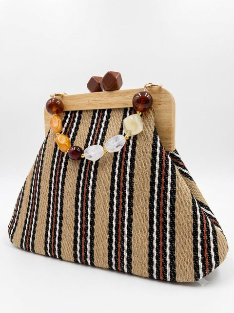 BORSA CLUTCH A MANO RIGHE CON DETTAGLIO PIETRE