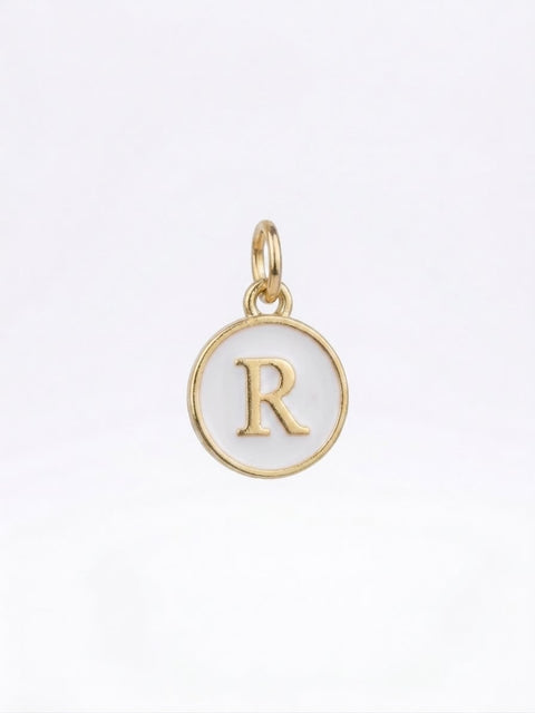 CHARM MINI ROTONDO LETTERA R BIANCO/GOLD