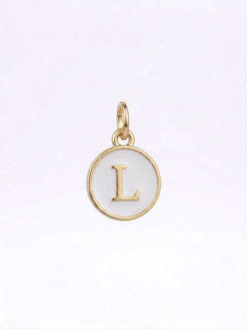CHARM MINI ROTONDO LETTERA L BIANCO/GOLD