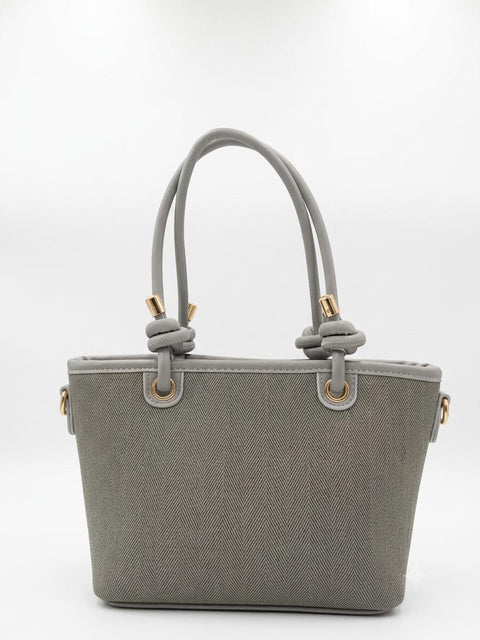 BORSA TOTE GRIGIA CON DETTAGLIO ORO+FOULARD