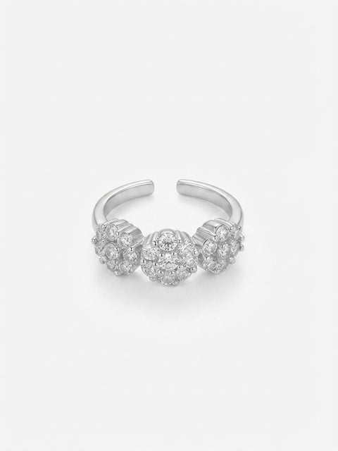 ANELLO TRIS FIORE STRASS SILVER