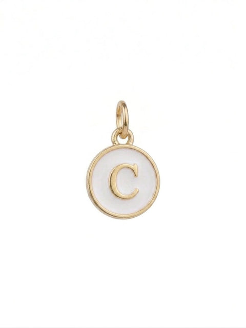 CHARM MINI ROTONDO LETTERA C BIANCO/GOLD