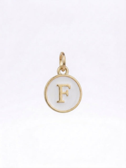 CHARM MINI ROTONDO LETTERA F BIANCO/GOLD