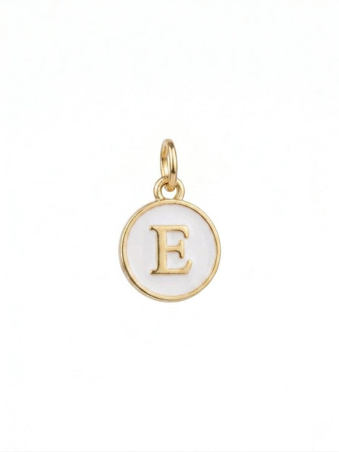 CHARM MINI ROTONDO LETTERA E BIANCO/GOLD