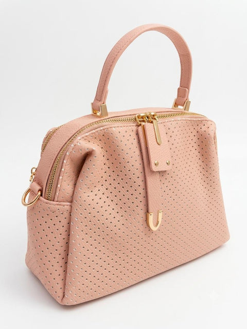 BORSA A MANO TRAFORATA ROSA+TRACOLLA