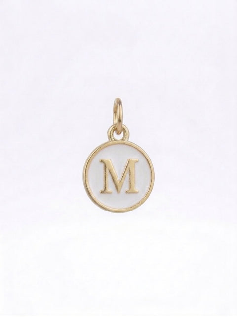 CHARM MINI ROTONDO LETTERA M BIANCO/GOLD