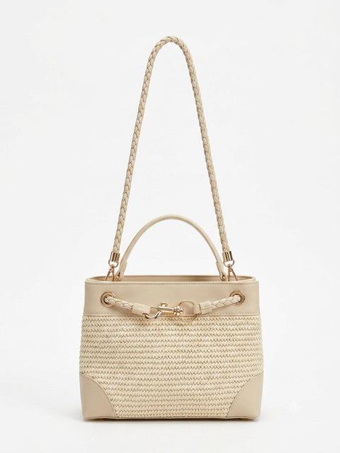 BORSA A MANO CON TRACOLLA CORDA BEIGE E PAGLIA