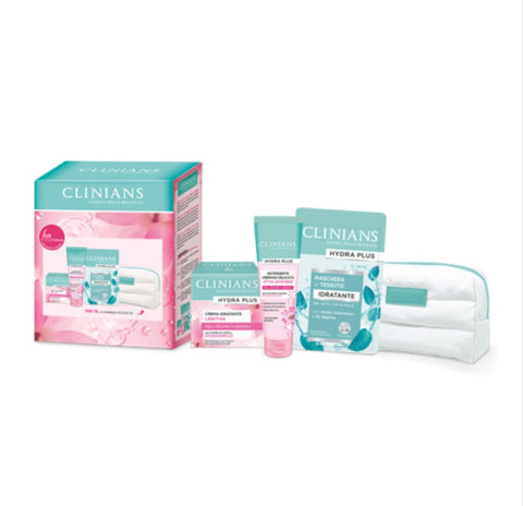 CLINIANS SET CREMA IDRATANTE 50ml+ DETERGENTE CREMOSO 150ml+ MASCHERA VISO 22ml +POCHETTE IN OMAGGIO