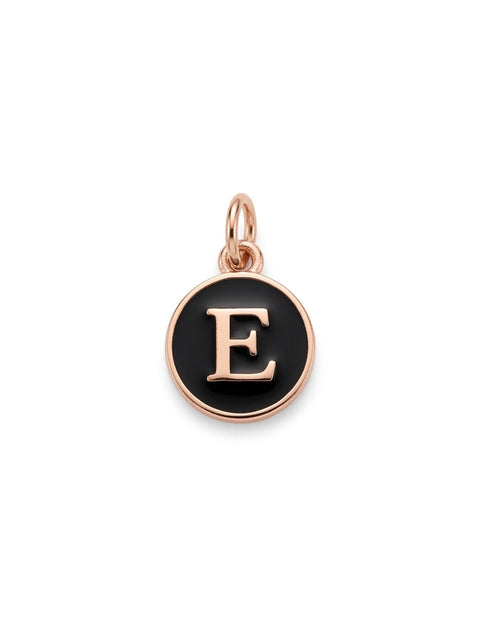 CHARM MINI ROTONDO LETTERA E NERO/GOLD