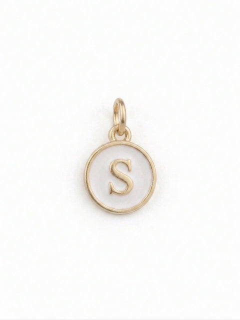 CHARM MINI ROTONDO LETTERA S BIANCO/GOLD