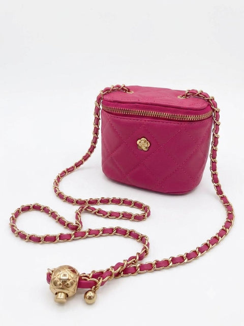 BORSA MINI TRAPUNTATA CON TRACOLLA FUCSIA