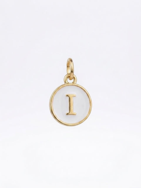 CHARM MINI ROTONDO LETTERA I GOLD/BIANCO