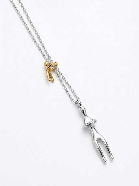 COLLANA MADRE CON BAMBINO IN BRACCIO SCOMPONIBILE SILVER/GOLD