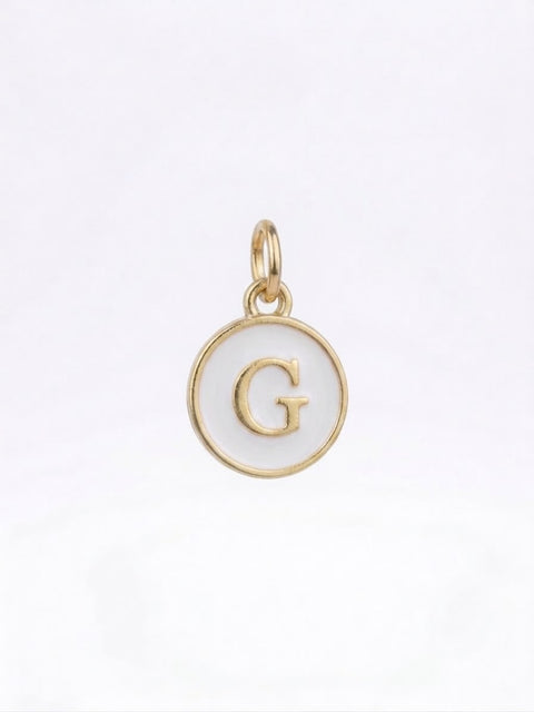 CHARM MINI ROTONDO LETTERA G BIANCO/GOLD