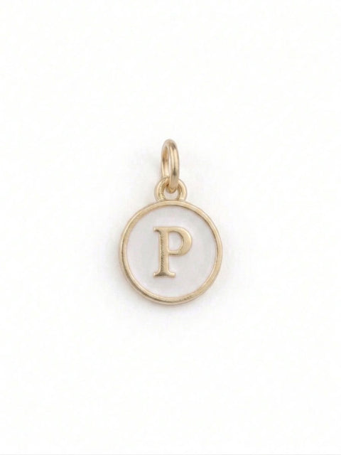 CHARM MINI ROTONDO LETTERA P BIANCO/GOLD